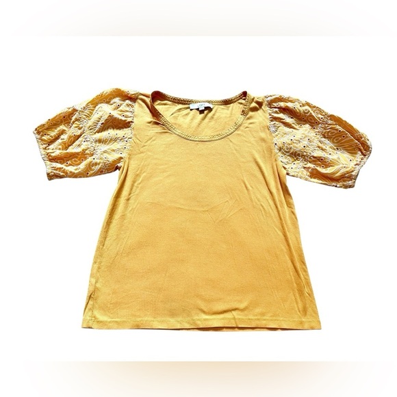 LOFT Women’s Size XL Orange Bell Puff Sleeve Blouse - Picture 2 of 8